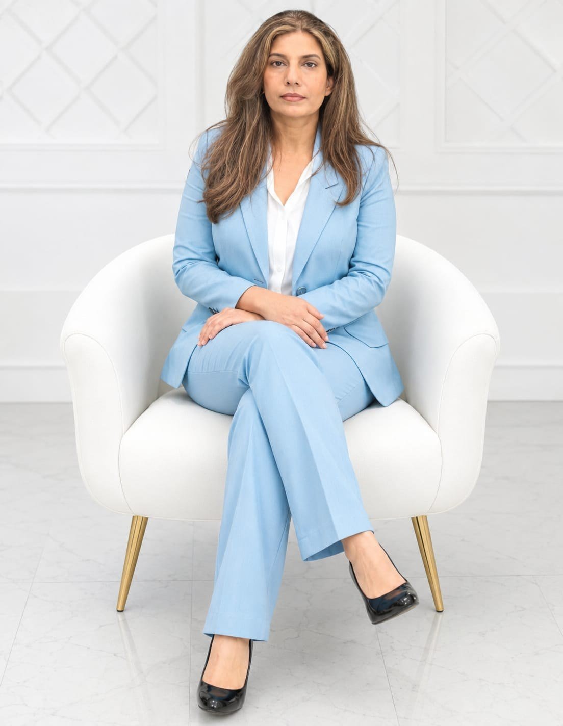 Simran Gill seated in the S2 Mortgage Group office